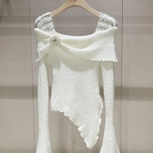 Sweet Sle Slim Fit Knitted Sweater Diamond Embellied One oulder Long Sve Women's Faion Winter New Arrival - AliExpress Sweaters&Jumpers