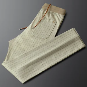 Ja Charles Men's Slim Fit Linen Casual Pants Striped Straight Leg Breathable Lightweight Spring Summer Comfortable Leisure ... - AliExpress Pants