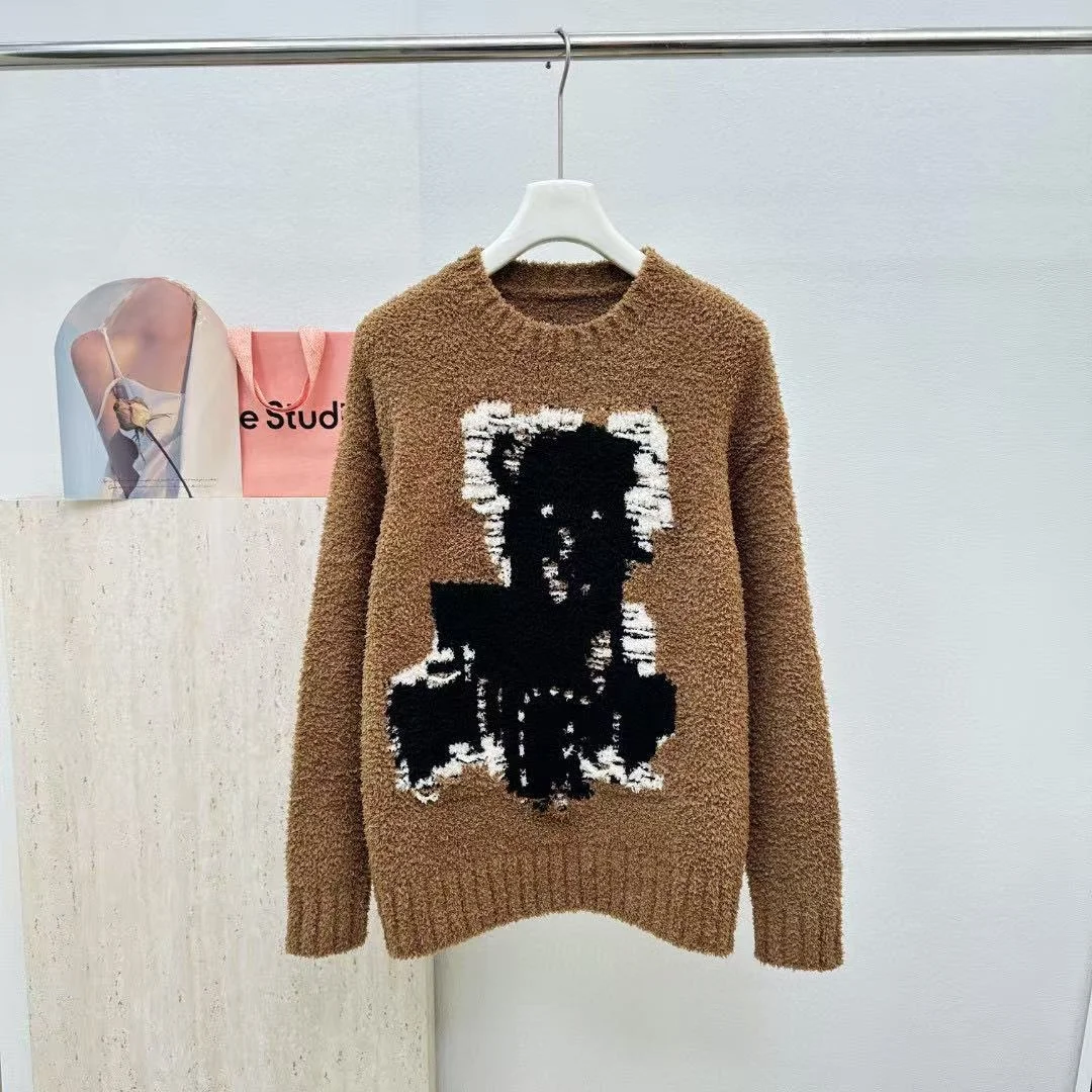 Princ eenn Autumn Winter New Sle Long Sve Knitted Sweater Women's Bear Embroidery Alpaca Wool Loose Fit Commute Sle - AliExpress Sweaters&Jumpers