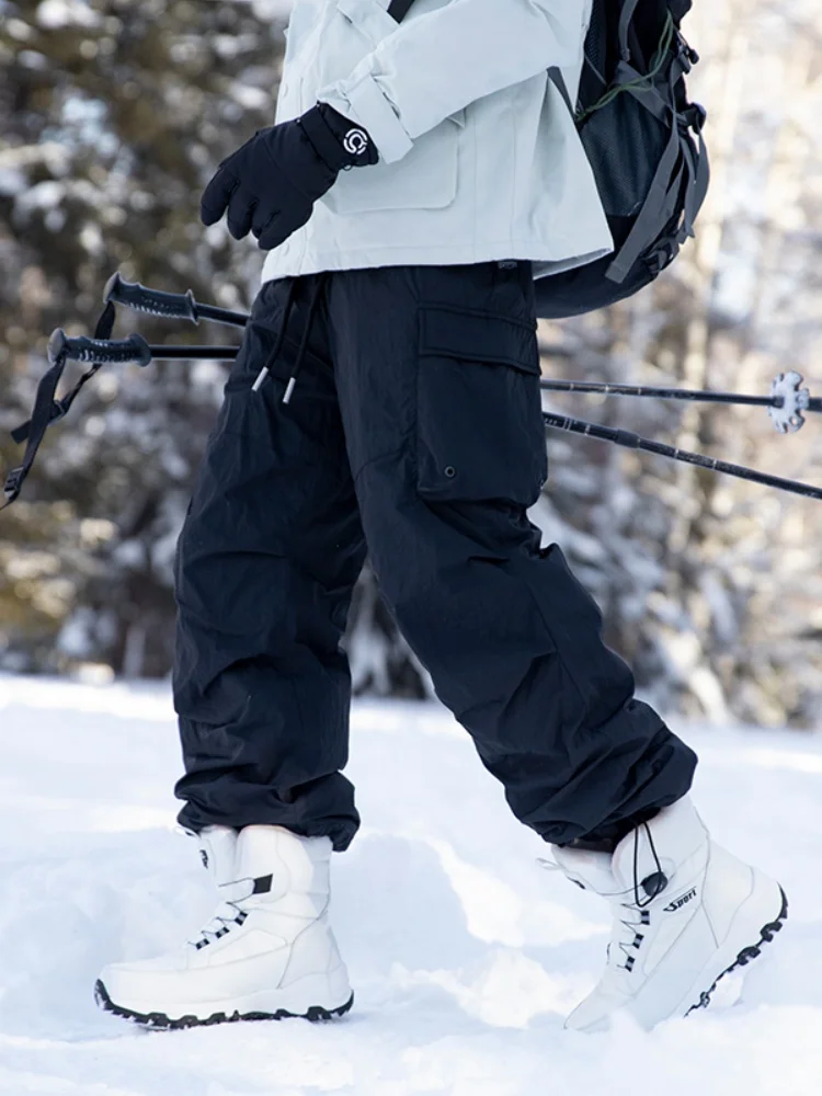 Men's Winter Thiened down Snowboarding Pants Outdoor Cold Resistant Workwear Trousers Ultra Soft Long Straight Leg Pants - AliExpress Pants