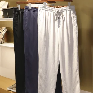 2025 Summer Light Luxury Premium Tencel Linen Blended Vertical Casual Pants - AliExpress Pants