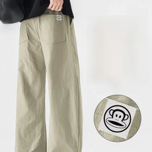 PaulFrank Men's Casual Straight Leg Pants Spring 2026 Wide Leg Loose Fit Versatile Cargo Pants American Trend Loose Waist - AliExpress Pants