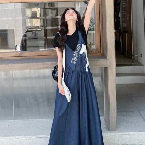 Deep Blue Denim Overalls Women's Faionable Versatile Summer New Arrival Korean Sle High Waist Wide Leg Pants - AliExpress Jumpsuits&Rompers