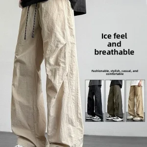 Spirit Ice Silk Men's Summer Thin Paratrooper Pants Straight Loose Long Sports Qui Dry Casual Trousers - AliExpress Pants