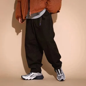 Loose Corduroy Tapered Wide Pan Pants Autumn Winter Faion Thiened Leisure Long Trousers Cone Waist Belt Men's Casual Pants - AliExpress Pants