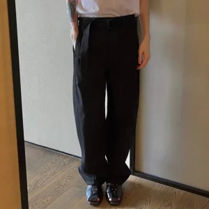 Lemair Lantern Shaped Straight Leg Jeans Black Minimalist Casual Loose Pants Button Versatile Men Women Youthful Vitality Style - AliExpress Pants