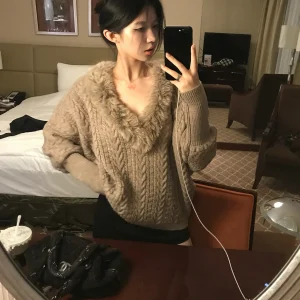 eepland Warm Wool Knitted Sweater Women's Batwing Sve V-Ne Sweater Autumn Twist Woolen Top Casual Loose Fit Soft Fabric - AliExpress Sweaters&Jumpers