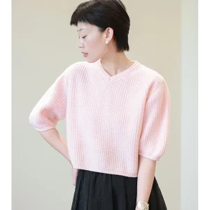 Retro V-ne Slimming Pure Wool ort Sve Knitted Sweater Women's New White Spring Faion Casual Sle Loose Fit Knitwear - AliExpress Sweaters&Jumpers