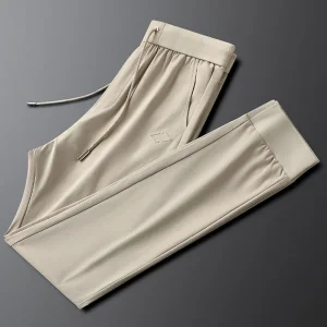 Classic khaki stretch casual sports pants for men summer thin fast dry ice silk sweatpants for men - AliExpress Pants