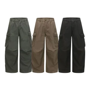 Loose Fit Wide Leg Cotton Trousers Men's Multiple kets Workwear Cone ape Dad Pants Casual Trousers Retro Sle Khaki - AliExpress Pants