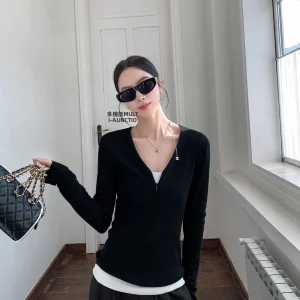 Bla Zipper f Open Collar Knitted Sweater Women's Slimming Sli Top Spring New Arrival Comfortable Breathable Faion - AliExpress Sweaters&Jumpers