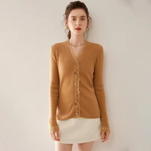 Autumn and winter new women's V-neck cardigan 100% pure cashmere knitted jacket Korean version slim fit solid color women's top - AliExpress Sweaters&Jumpers