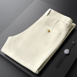 High-quality, elastic, fashionable, plaid, casual business pants for men, slimming and small-legged men, summer thin men's pants - AliExpress Pants
