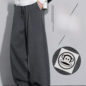 PaulFrank Casual Pants Men's Knitted Wide Leg Straight Cut Acetate Wool Spring Autumn Seasonal Trousers with ket mid Waist - AliExpress Pants