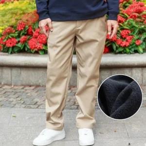 Thickened Fleece Winter Pants for Middle-Aged And Elderly Warm Casual Straight Leg Pants Mid-High Waist Zipper Closure Cotton... - AliExpress Pants