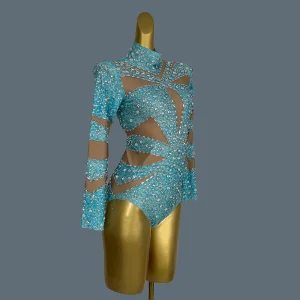 Blue Crystal Rave Festival Outfits Pole Dancers Costume Female Bodycon Bodysuits Women Stage Performance Short Jumpsuit Jixue - AliExpress Jumpsuits&Rompers