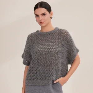 BY4521312 Women's Cashmere Blend Knit Sweater Short Sleeve Crew Neck Crochet Pattern Autumn Pullover - AliExpress Sweaters&Jumpers