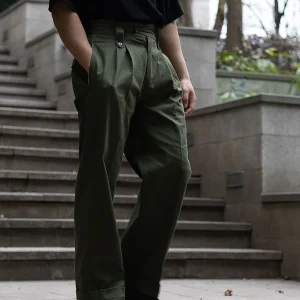 POT&CRAFTSMAN spring and summer new olive green modified cotton Gurkha pants men 1940S British loose wide-leg straight pants - AliExpress Pants
