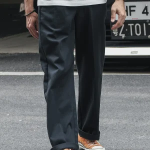 Blended Polyester Cotton Mid High Waist Straight Leg Workwear Casual Pants Wide Leg Solid Color Zipper Khaki Pants - AliExpress Pants