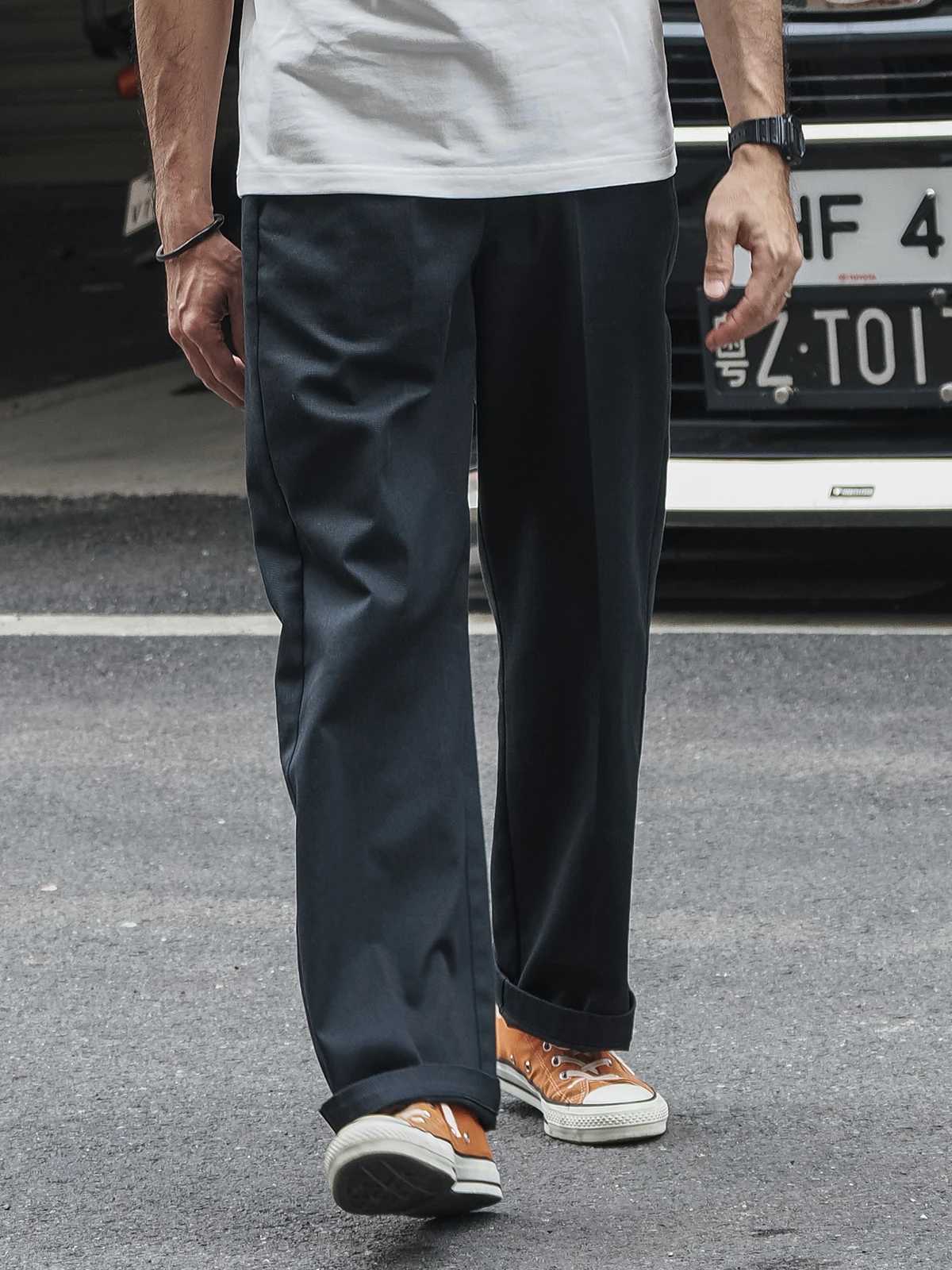 Blended Polyester Cotton Mid High Waist Straight Leg Workwear Casual Pants Wide Leg Solid Color Zipper Khaki Pants - AliExpress Pants