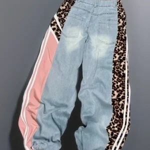 Leopard Print Straightleg Loosefitting Trousers Women's Casual Pants Loose Fit Straight Leg Design Button Waist Long Length - AliExpress Pants