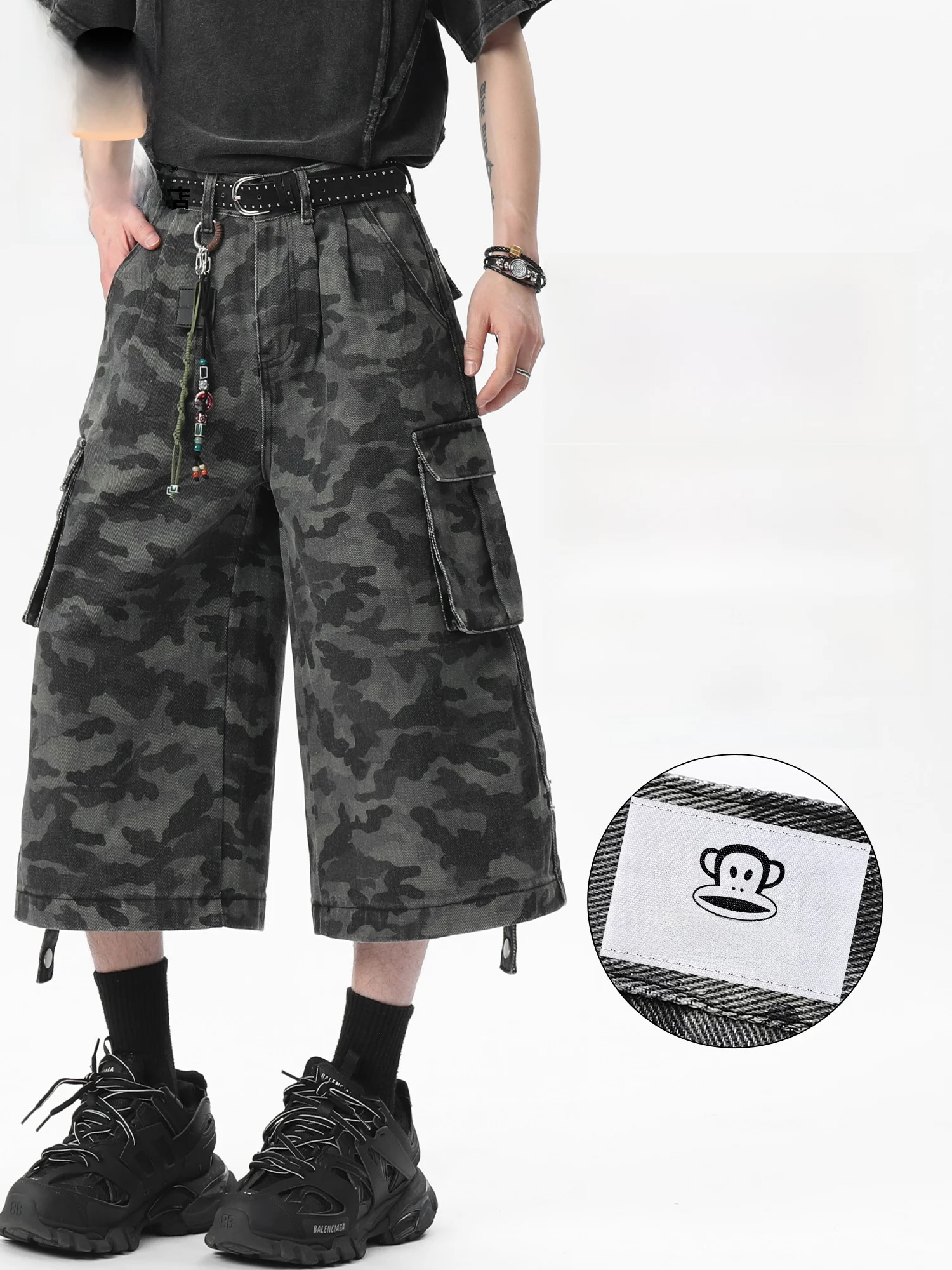 PaulFrank Summer Camouflage Workwear Loose Straight Casual orts Thin Men's Seven-Foot Pants Youthful Vitali Sle Khaki - AliExpress Pants