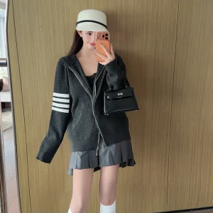 Autumn Winter New Sle College Wind Double Zipper Hooded Four Stripe Faionable Agel Versatile Women's Knitted Cardigan - AliExpress Sweaters&Jumpers