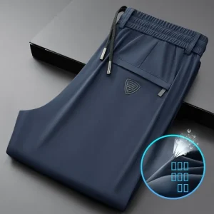 Ice Silk Nine-Foot Casual Pants Men's High-End Thin Men's Pants Summer Elastic Cuffed Qui-Dry Sports Pants Busin Casual - AliExpress Pants