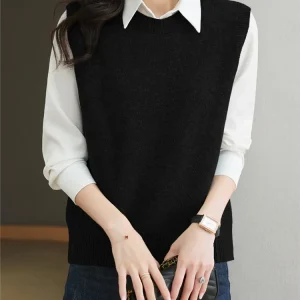 Early Spring Thin Woolen Knitted Vest Women's 00 Pure Wool Svel Sweater round Ne Bal Outerwear Korean Sle - AliExpress Sweaters&Jumpers
