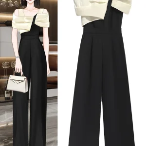 Ele Bla-Piece Suit with oulder Design for Women High Waist Wide Leg Pants Summer 2026 New Sle Slimming Effect - AliExpress Jumpsuits&Rompers