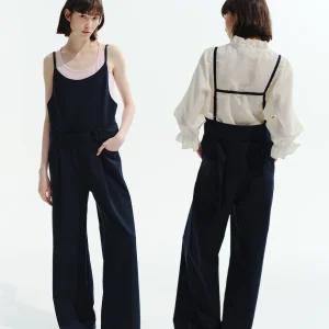 Adjustable Waist Wide Leg Onesie Pants Women's  Layering Bal High Waist Cotton Blend Long Pants Spring Season - AliExpress Jumpsuits&Rompers