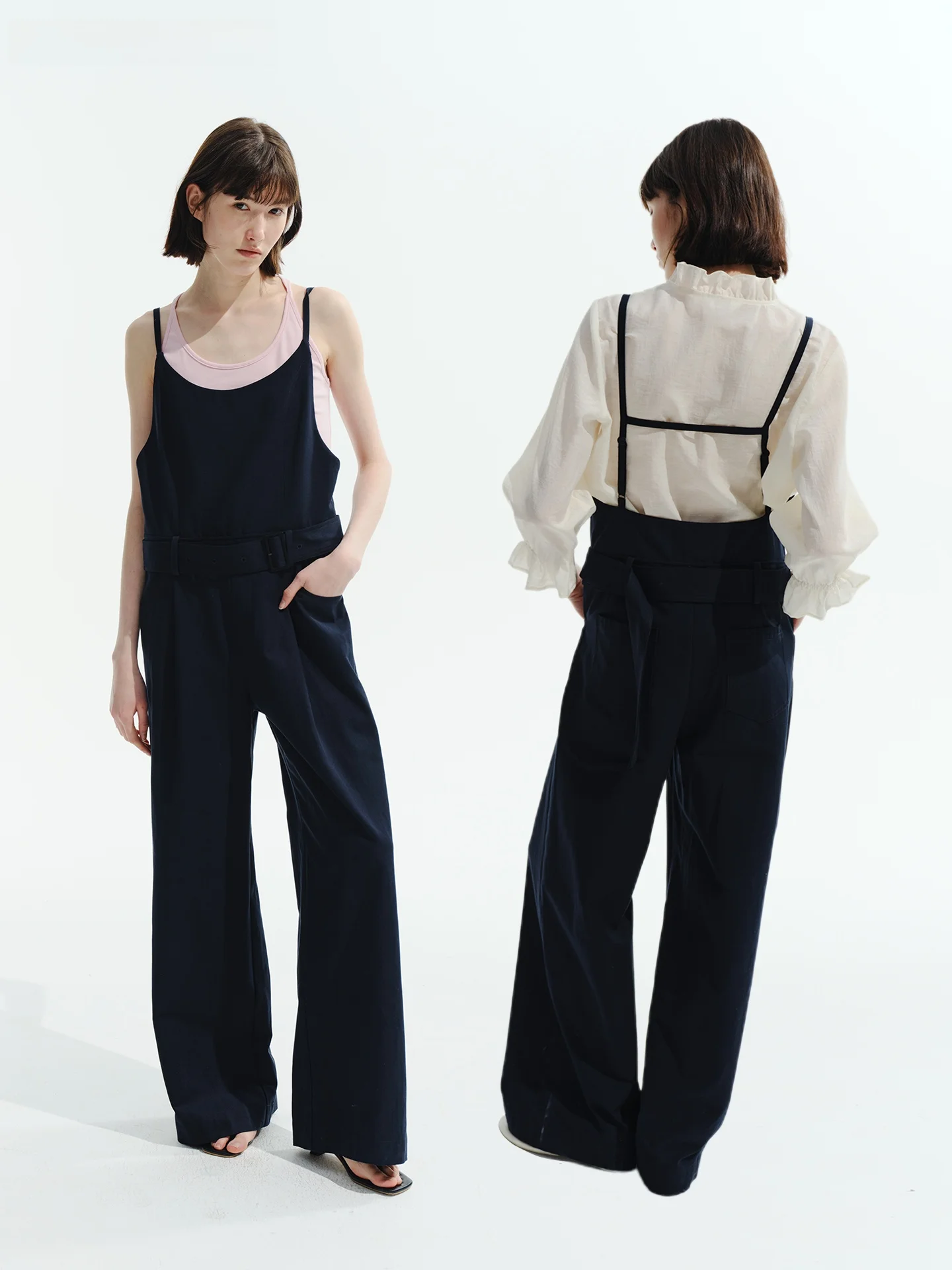 Adjustable Waist Wide Leg Onesie Pants Women's Layering Bal High Waist Cotton Blend Long Pants Spring Season - AliExpress Jumpsuits&Rompers