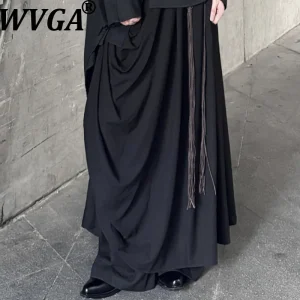 WVGA Spring Autumn New Man Wavy Layered Skirt Pants High End Draped Integrated Niche Fake Two Pieces Irregular Streetwear W20997 - AliExpress Pants