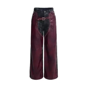 Men's Fashion Punk Style Hip Hop Pants With Rivet Faux Leather Biker Trousers Waterproof Windproof Motorcycle Rider Pants - AliExpress Pants
