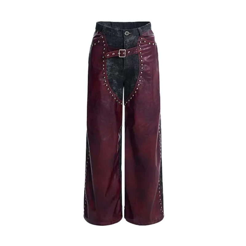 Men's Fashion Punk Style Hip Hop Pants With Rivet Faux Leather Biker Trousers Waterproof Windproof Motorcycle Rider Pants - AliExpress Pants
