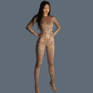 Sexy Tight Fitting Spandex Elastic Rhinestone Jumpsuit NightClub Celebrate Party Evening Stage Performance Sparkly Outfit Yaqian - AliExpress Jumpsuits&Rompers