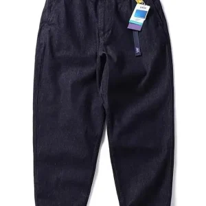 Loose Fit Vintage Washed Denim Jeans Men's Micro Cone Shape Casual Pants Japanese Style Breathable Cotton Workwear Trousers - AliExpress Pants