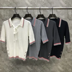 Slim Fit Knitted Top with  Knot Short Sleeve College Style Elastic Band Summer New Arrival for Men Cotton Printed - AliExpress Sweaters&Jumpers