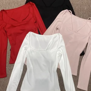 Women's Base Layer Top with Built-in Chest Pad Ne Hanging Square Collar Daily Faion Versatile Pure Desire Spicy Girl Sle - AliExpress Sweaters&Jumpers