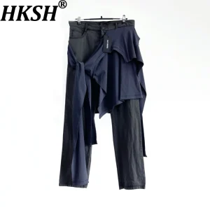 HKSH Spring Autumn New Men's High Street Washed Distressed Vintage Faded Patchwork Trendy Straight Slim Fit Casual Pants HK14879 - AliExpress Pants