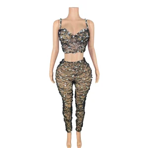 New Women Splicing Lace Design Suspenders Slimming Sheath Trousers Suit 2 Piece Casual Set - AliExpress Jumpsuits&Rompers
