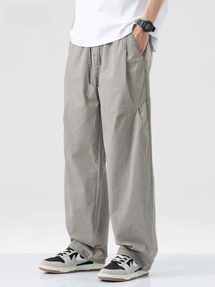 Retro American Work Pants Men Summer New Trend Loose Straight Leg Casual Trousers Youthful Urban Fashion Cotton Blend - AliExpress Pants
