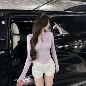 Slimming High Collar Knitted Top Women's Elastic Waist ort Length Fitn Sportswear Sun Protection SX àn Xǐ Knittedwear - AliExpress Sweaters&Jumpers