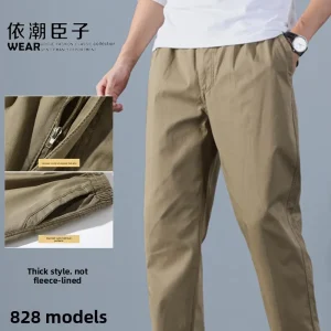 Men's Thiened Large Size Casual Long Pants Autumn Winter Workwear Trousers Multiple kets Loose Fit Straight Leg Pants - AliExpress Pants