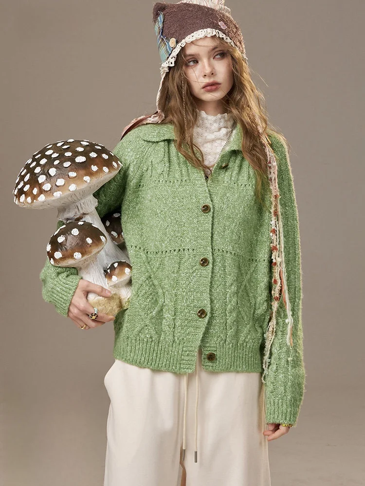 Elfsa Women's Knitted Sweater Casual Loose Fit Long Sve Mid-Length Cardigan Embroidered Twist Flower Wool Blend Coat - AliExpress Sweaters&Jumpers