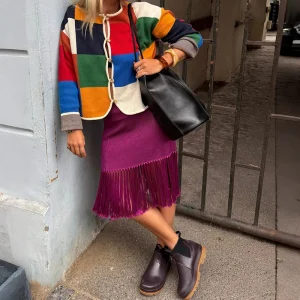 Loose Knitted round Ne Open Cardigan Women's Top Rainbow Color Blo Splicing French Sle Loose Fit Pullover Spring Summer - AliExpress Sweaters&Jumpers