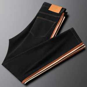 2024 autumn and winter new cotton casual pants men slim feet fashion side striped men's pants - AliExpress Pants