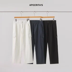 American Sle Men's Work Pants Autumn High Waist Straight Leg Casual Long Trousers Multiple kets Faionable Loose Fit - AliExpress Pants