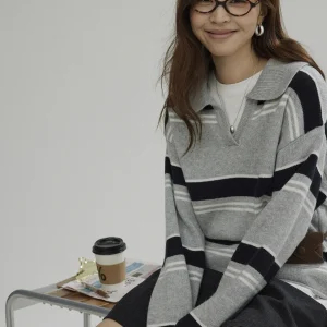 Joli Choose Women's Faionable Striped Wool Sweater V-Ne Loose Fit Autumn New Sle Versatile High-End Feeling Top - AliExpress Sweaters&Jumpers