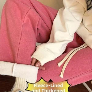 Men's Fce Lined Thiened Sweatpants Winter 2024 New Faion Loose Sports Pants Drapey High-End Casual Long Trousers - AliExpress Pants
